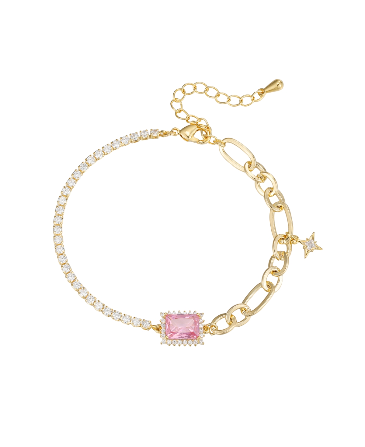Macy's Cubic Zirconia Rectangle Half Design Bracelet In Gold
