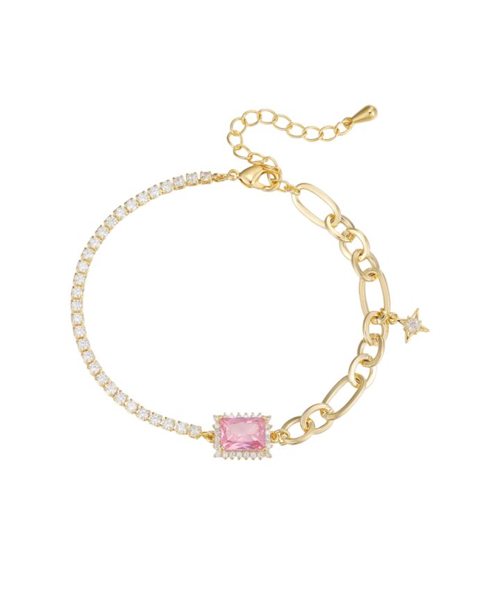 Cubic Zirconia Rectangle Half Design Bracelet