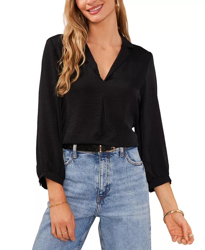 Women's Collared V-Neck Top