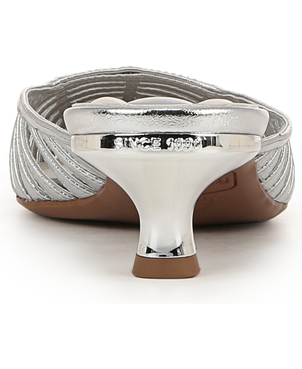 Franco Sarto Women's Marlina Fisherman Pointed Toe Kitten Heel Mules In Silver Faux Leather