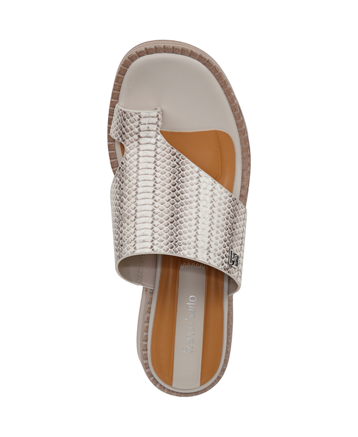 Franco Sarto Women's Sia Toe Loop Block Heel Slide Dress Sandals In Grey Snake Print Leather