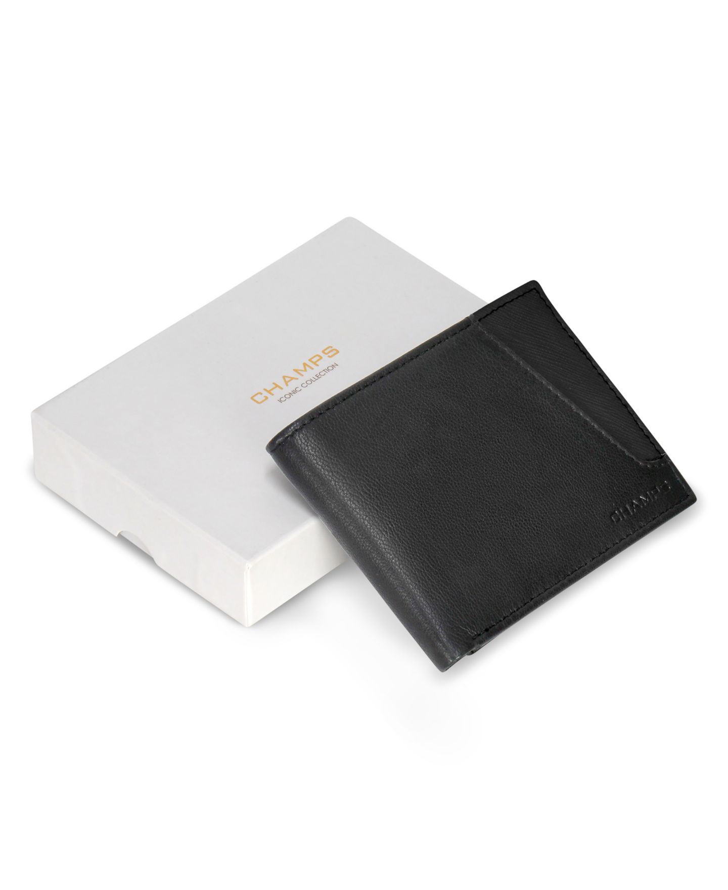 Мужской кошелёк CHAMPS Iconic Collection Leather Bi-Fold Wallet, цвет: Чёрный — фото 4