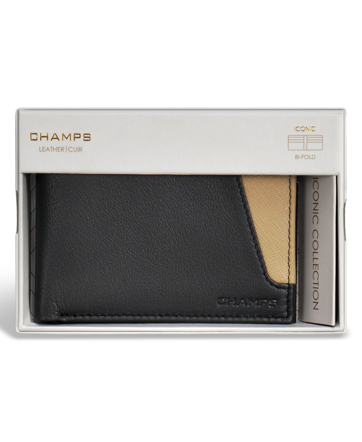 Мужской кошелёк CHAMPS Iconic Collection Leather Bi-Fold Wallet, цвет: Чёрный — фото 9