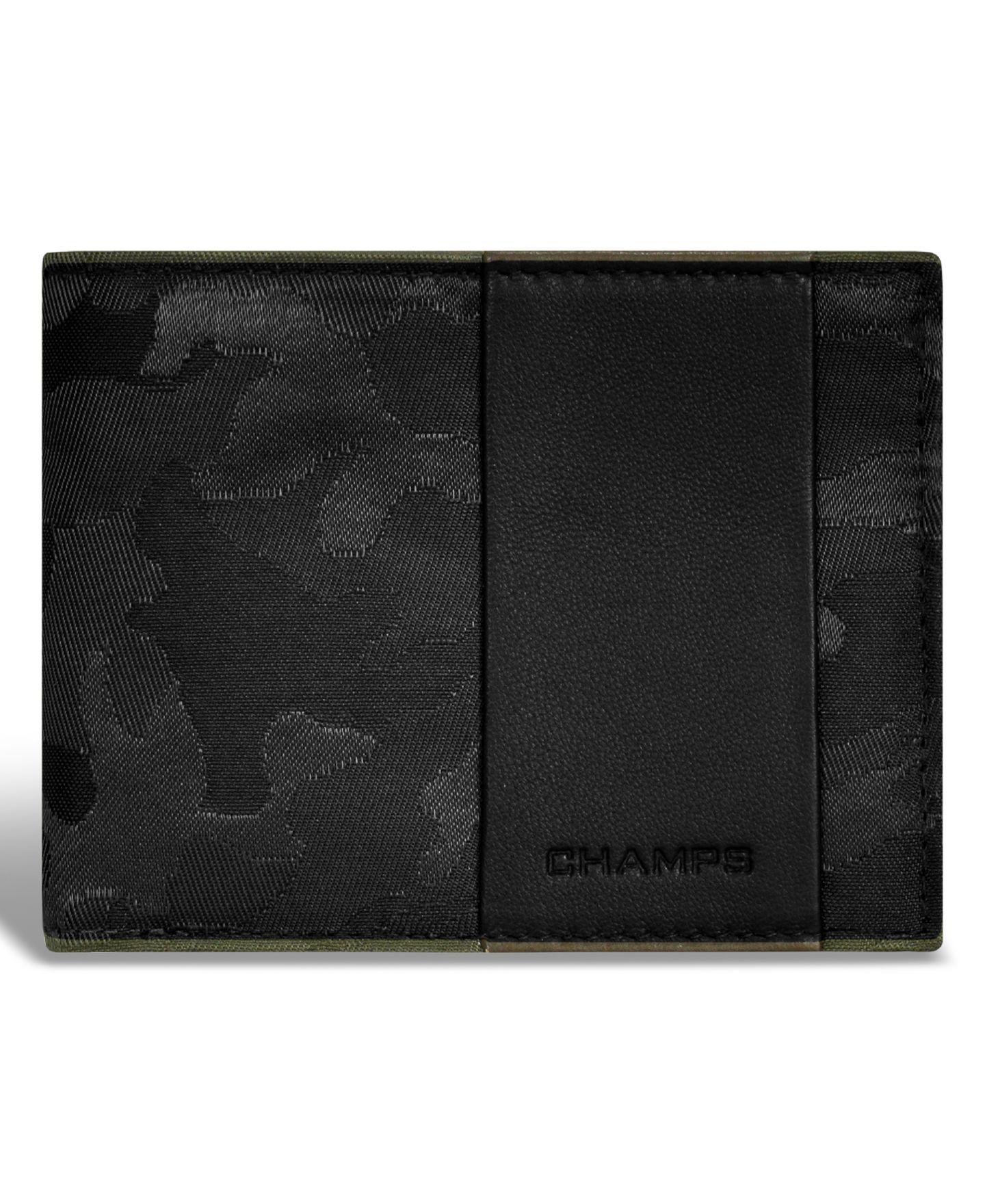 Мужской кошелёк CHAMPS Camo Collection Leather Top Wing Wallet, цвет: Чёрный — фото 1