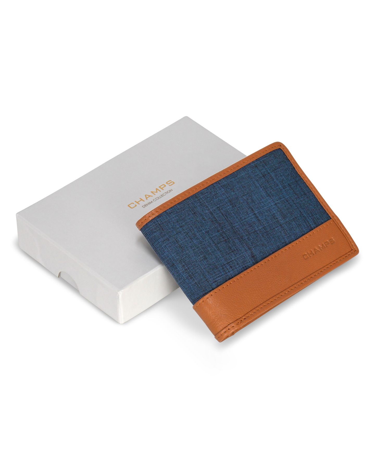 Мужской кошелёк CHAMPS Denim Collection Leather Top Wing Wallet, цвет: Чёрный — фото 10