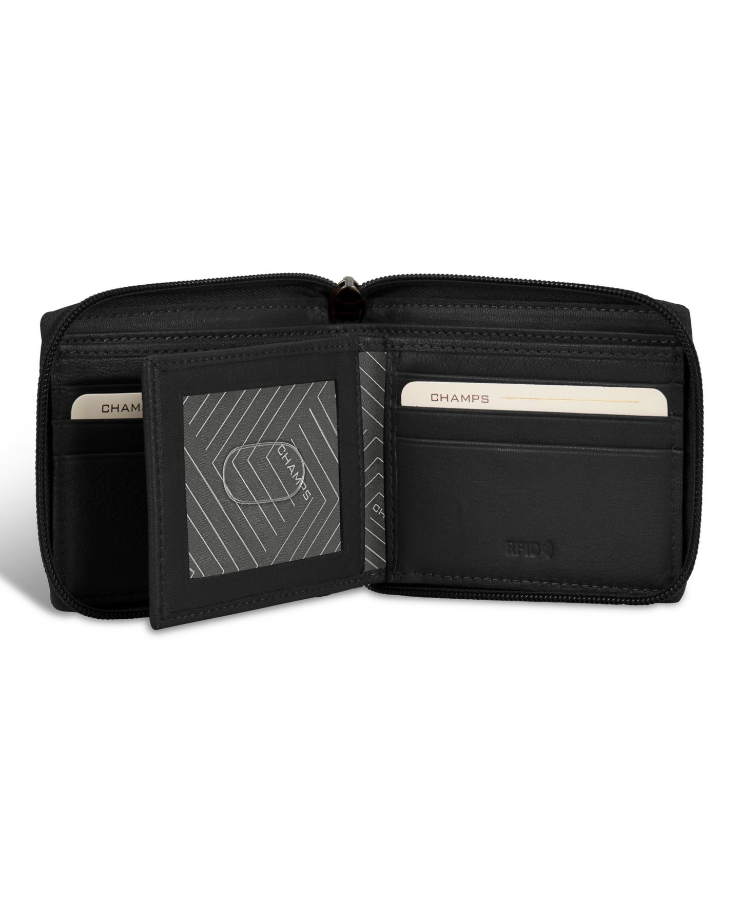 Мужской кошелёк CHAMPS Onyx Collection Leather Zip Around Wallet, цвет: Чёрный — фото 4