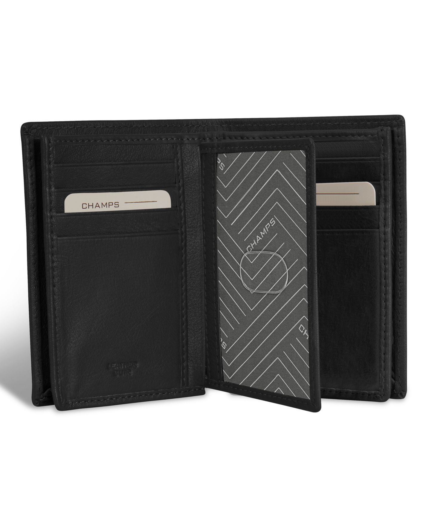 Мужской кошелёк CHAMPS Onyx Collection Leather Vertical Wallet, цвет: Чёрный — фото 3