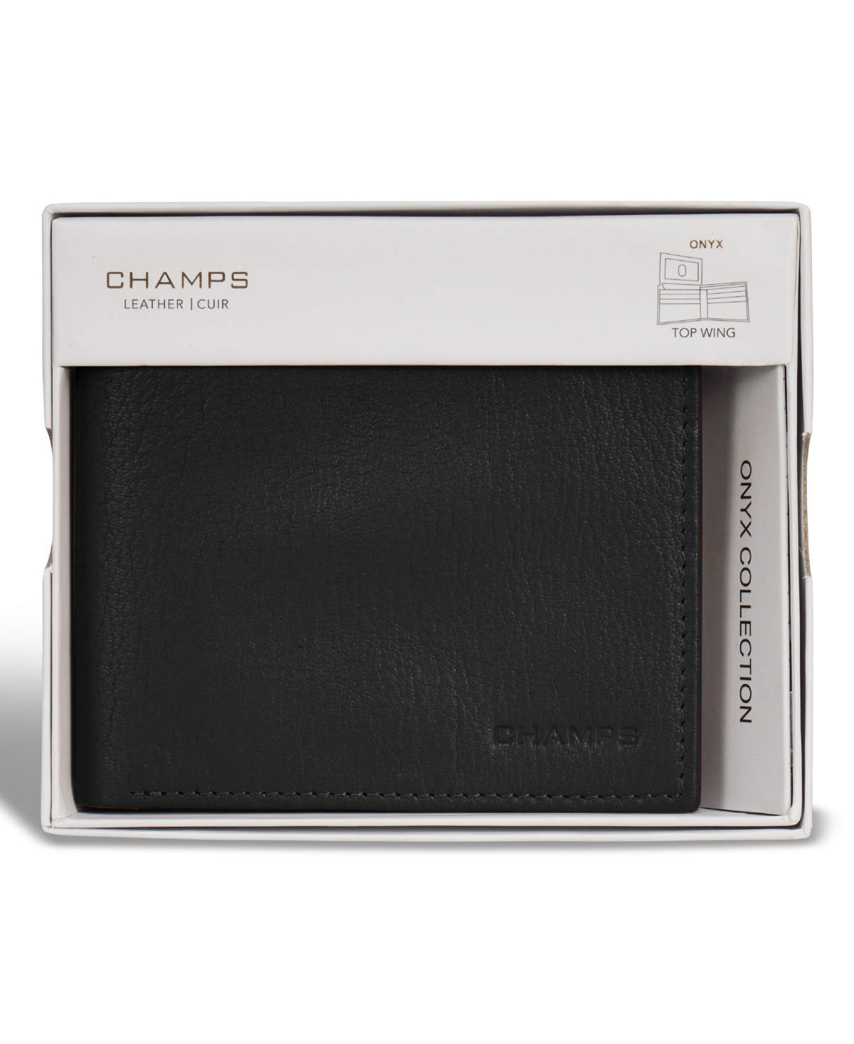 Shop Champs Men's Onyx Collection Leather Top Wing Wallet In Black