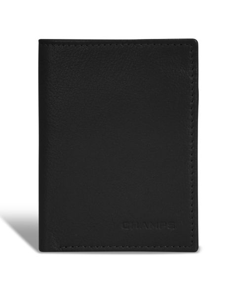 Мужской кошелёк CHAMPS Onyx Collection Leather Vertical Slim Wallet, цвет: Чёрный