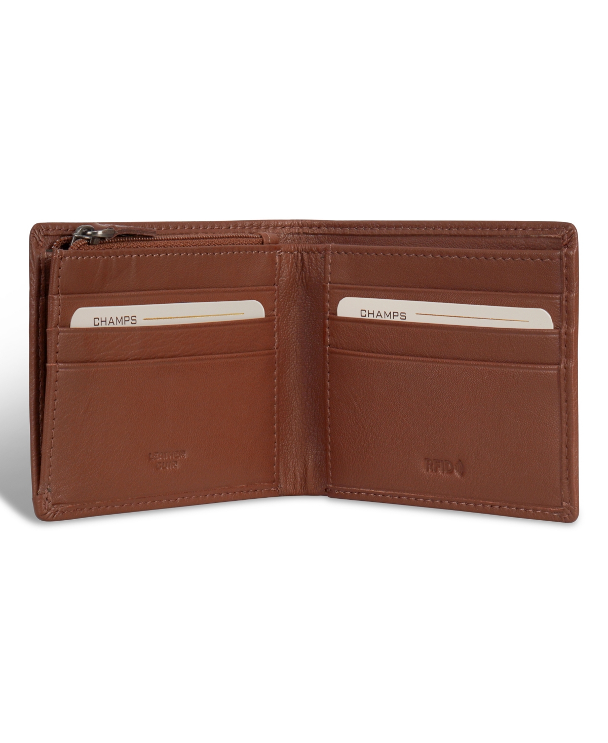 Shop Champs Men's Onyx Collection Leather Zip Bi-fold Wallet In Brown