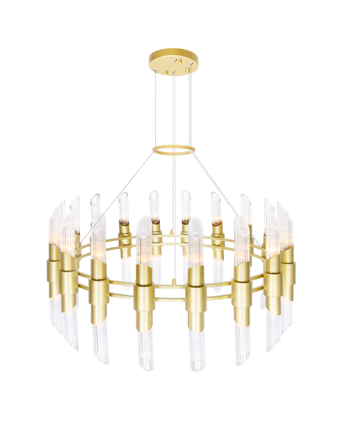 Cwi Lighting 22" Metal Croissant 36 Light Chandelier In Satin Gold