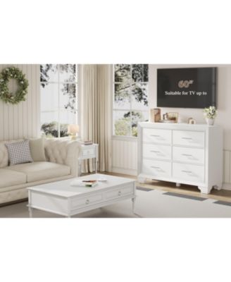 6 Drawer Dresser for Bedroom, Wooden White Dresser, Modern Chest Dresser with Deep Drawers