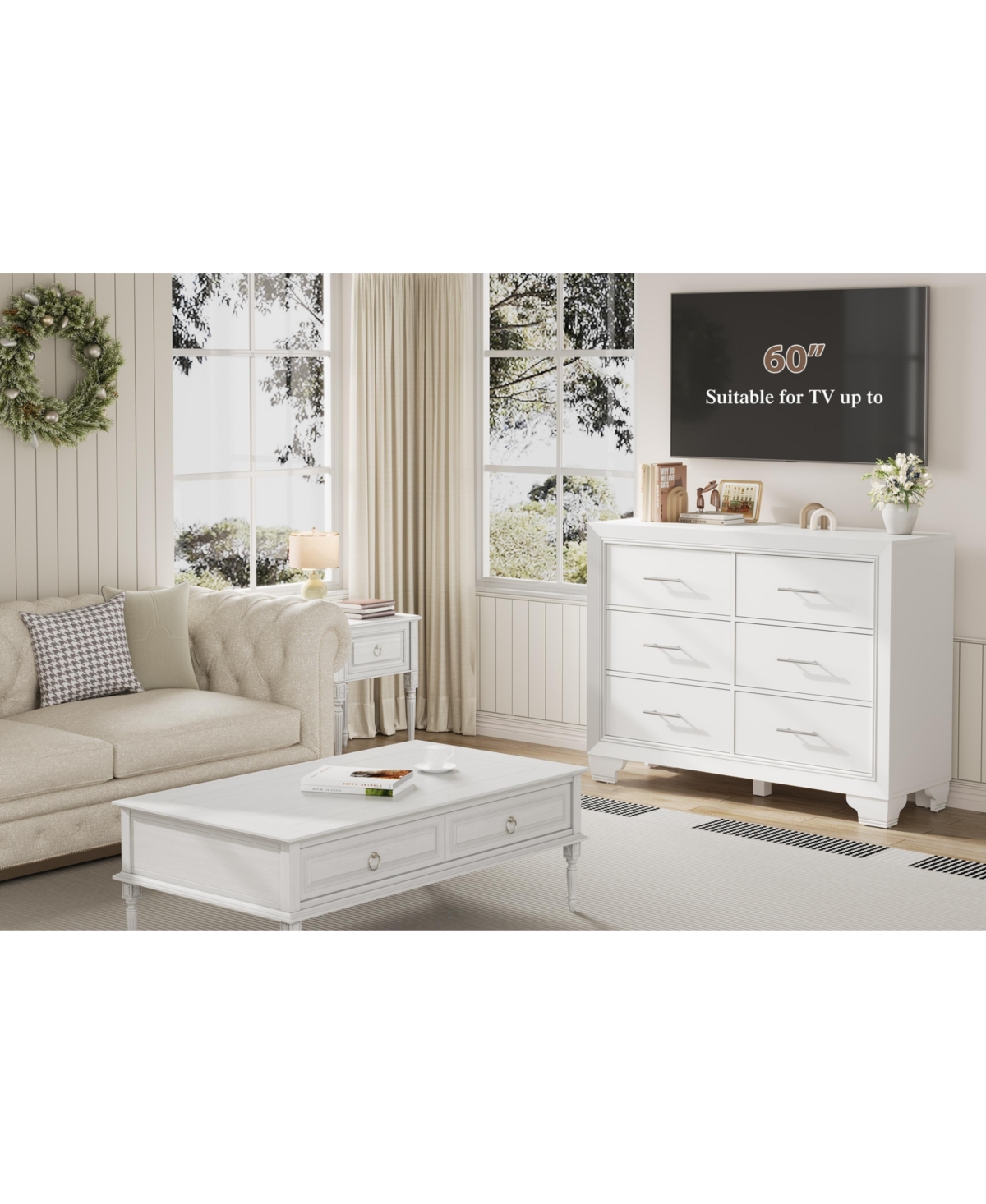 gaomon 6 Drawer Dresser for Bedroom, WoodenDresser, Modern Chest Dresser with Deep Drawers - White