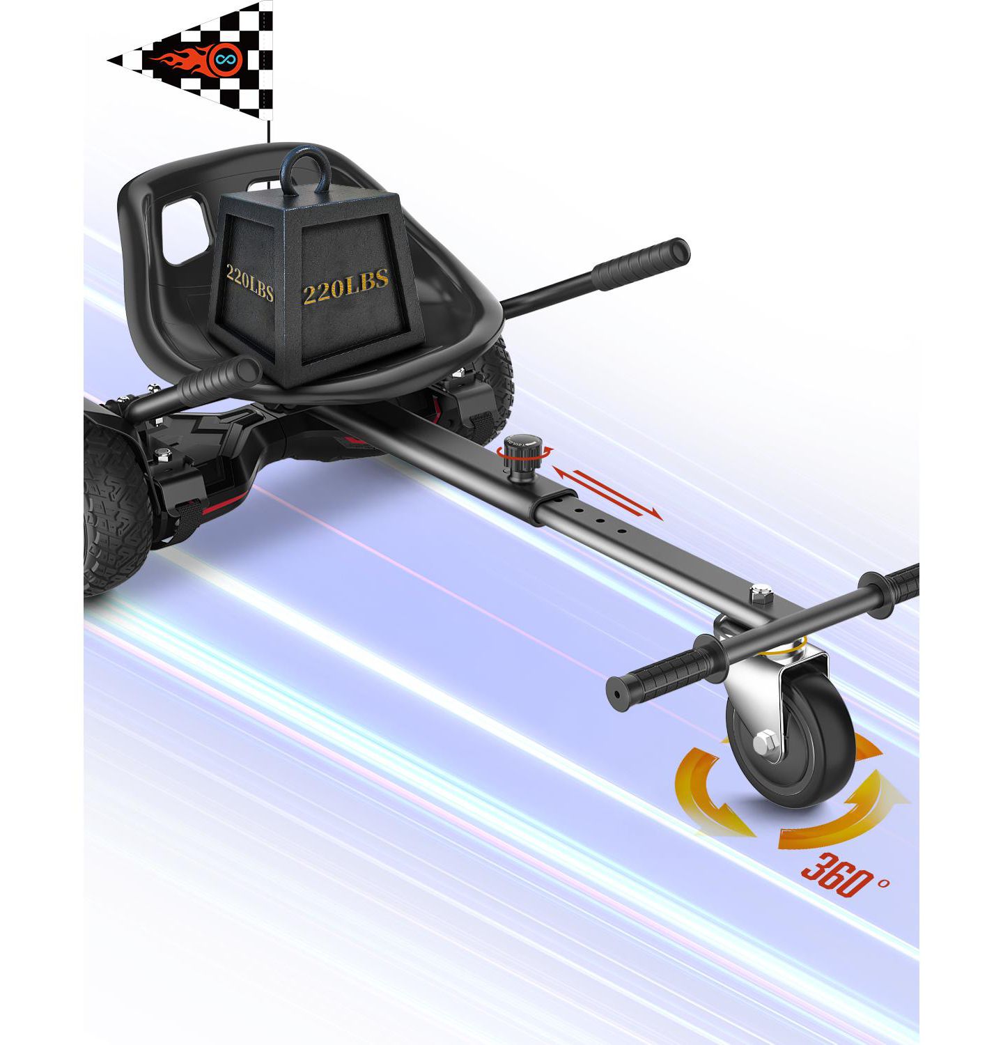 Детская игрушка Gyroor K1 Adjustable Hoverboard Go-Kart Seat Attachment, Compatible with 6.5", 8", 10" Hoverboards, Ages 4+ — фото 1