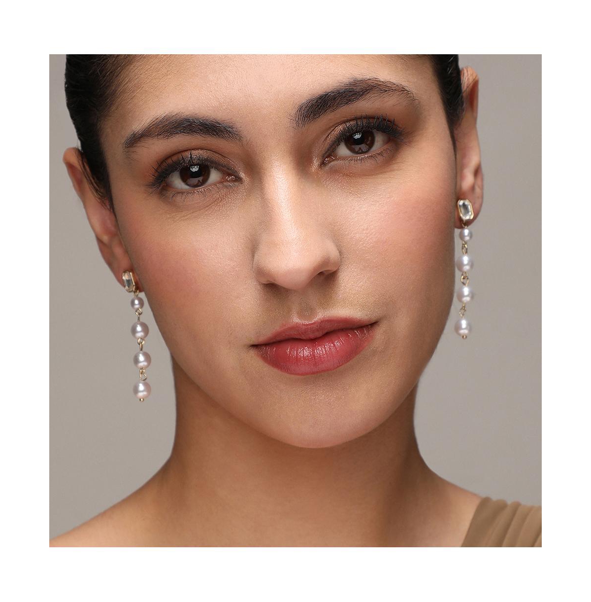 Sohi Women's Pearl Strand Drop Earrings In White