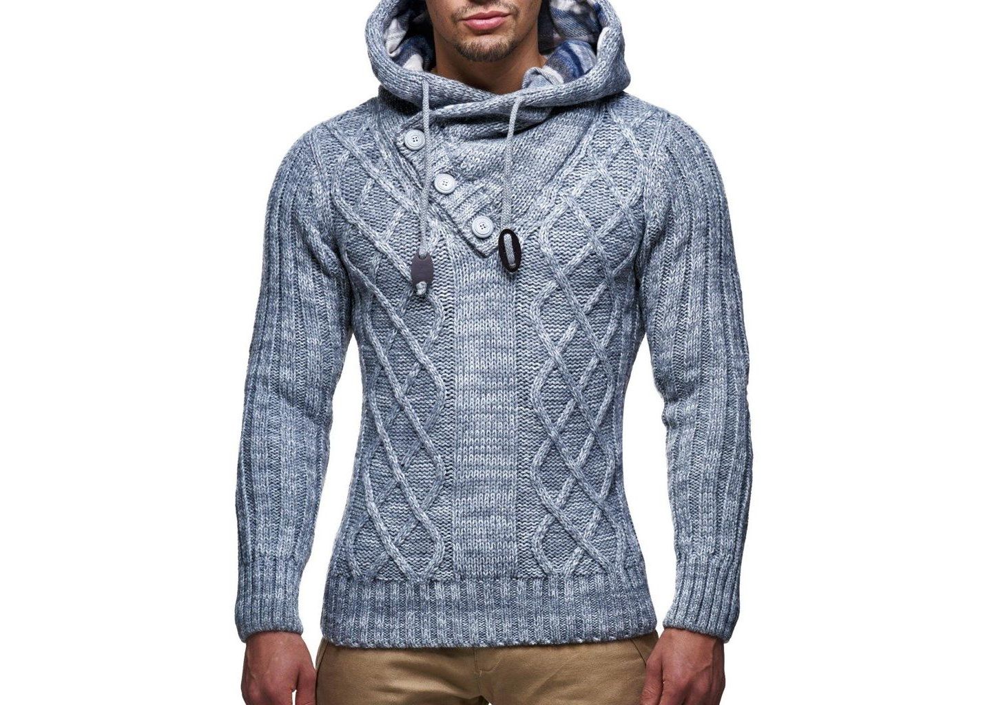 Мужское худи Leif Nelson Men s Knitted Pullover Long-Sleeved Slim fit Basic Winter -Sweater for Men, цвет: Антрацитовый — фото 4