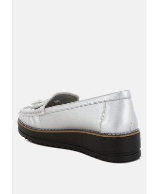 Womens Larana Metallic Tassel Detail Loafers