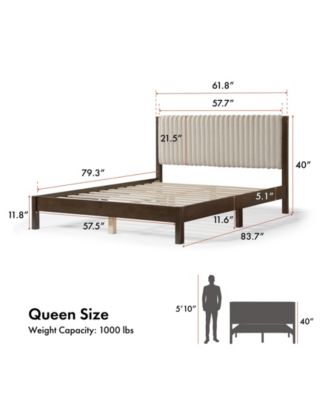 Alder Queen Platform Bed with Corduroy Fabric Upholstery
