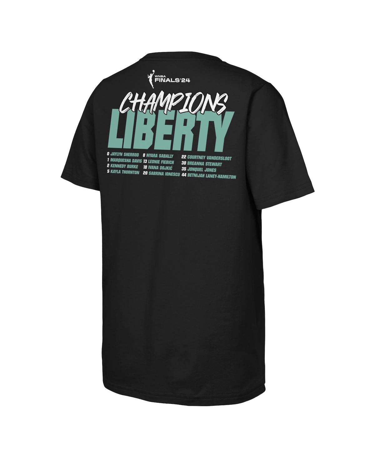 Outerstuff Big Boys And Girls Black New York Liberty 2024 Wnba Finals Champions Roster T-shirt In Black
