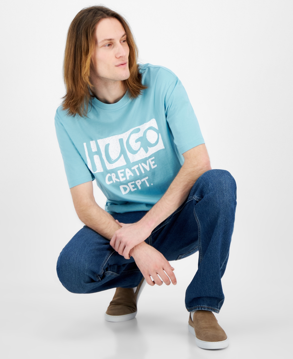 Hugo Boss Hugo Nugocrea Graphic T-shirt In Turq,aqua