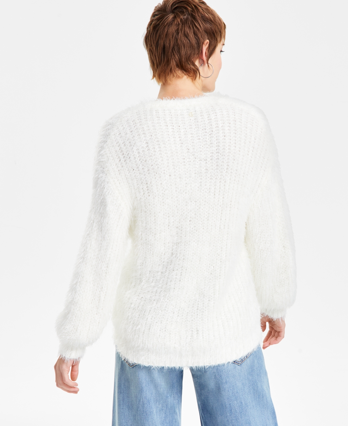 GUESS WOMEN'S NATSUMI EYELASH-TEXTURE V-NECK SWEATER 