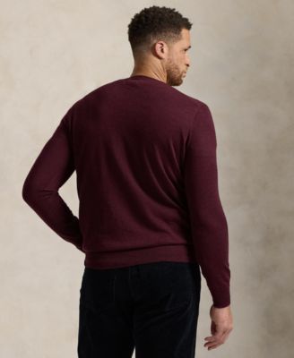 Men's Big & Tall Washable Wool V-Neck Sweater
