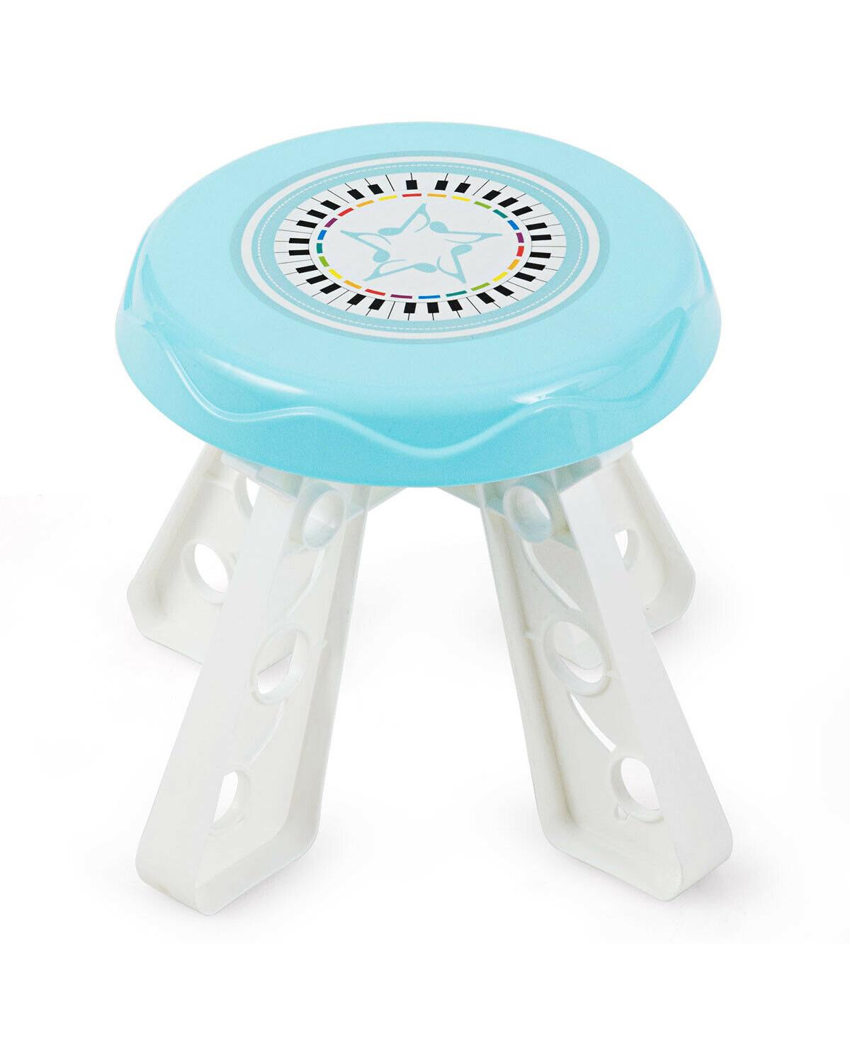 Gymax 37-Key Toy Piano Keyboard w/ Stool Microphone Electronic Organ for Kids - Blue + white
