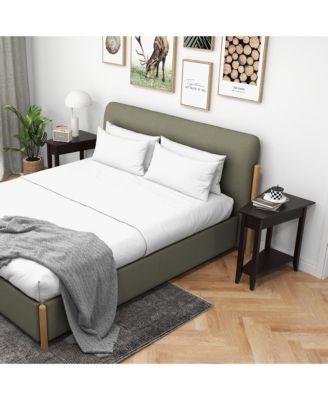 2-Tier Wood End Table Irregular Narrow Sofa Side Nightstand