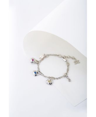 Iris Colored Cubic Zirconia and Freshwater Pearl Charms Bracelet - Silver 67$