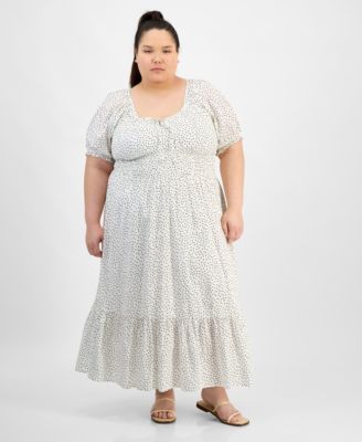 And Now This - Plus Size Clip Dot Scoop-Neck Maxi Dress
