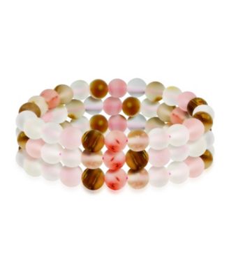 Turquoise Stretch Bracelet Set 3 Simple Plain Stabilized 8MM Ball Bead Stackable