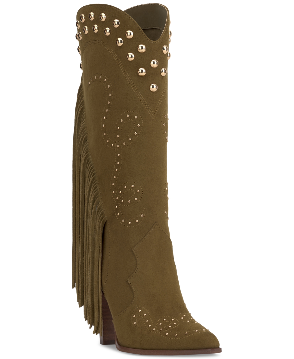 Jessica Simpson Rosera Pointed Toe Western Boot In Olive Green Suede