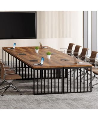 6.56 ft Conference Table for 6-8 People,Industrial Long Business Table, Large Rectangle Meeting Seminar Table