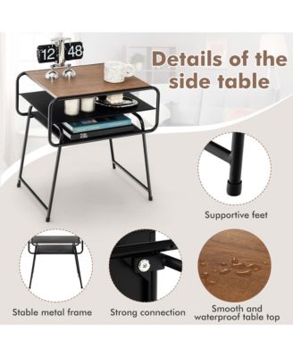 3-tier Side End Sofa Display Table Compact Nightstand for Bedroom Living Room