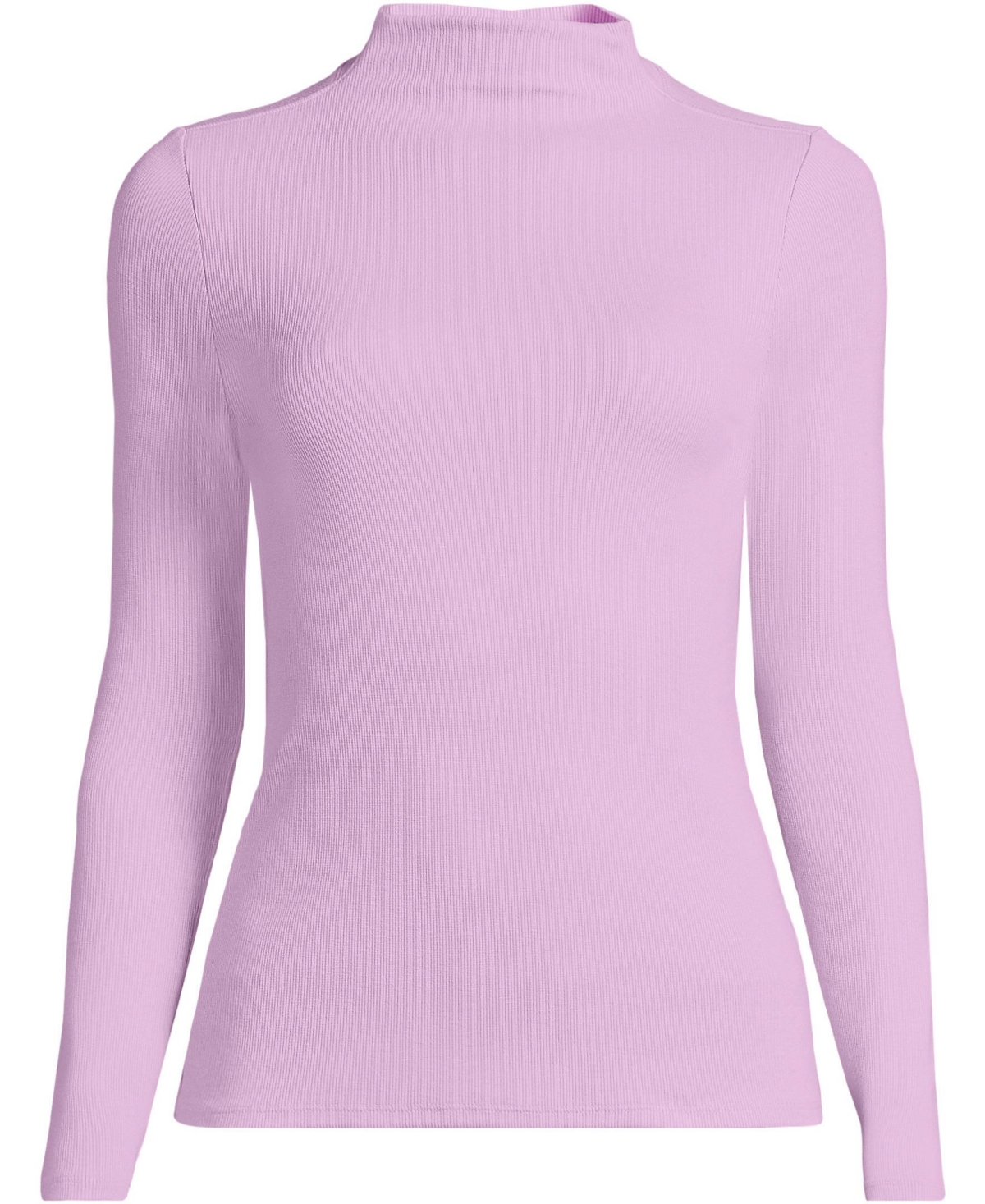 Lands' End Women's Drapey Rib Skimming Long Sleeve Mock Neck