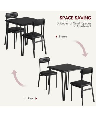 Dining Table for 2, Small Square kitchen Dinner Table Set for 2,Space Saving Wood Modern Dinette With Upholstered,3 Piece