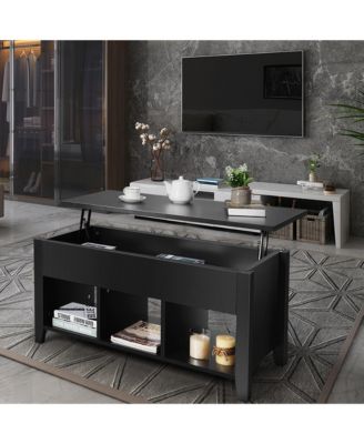 Lift Top Coffee Table w/ Storage Compartment Shelf Living Room Furniture Black