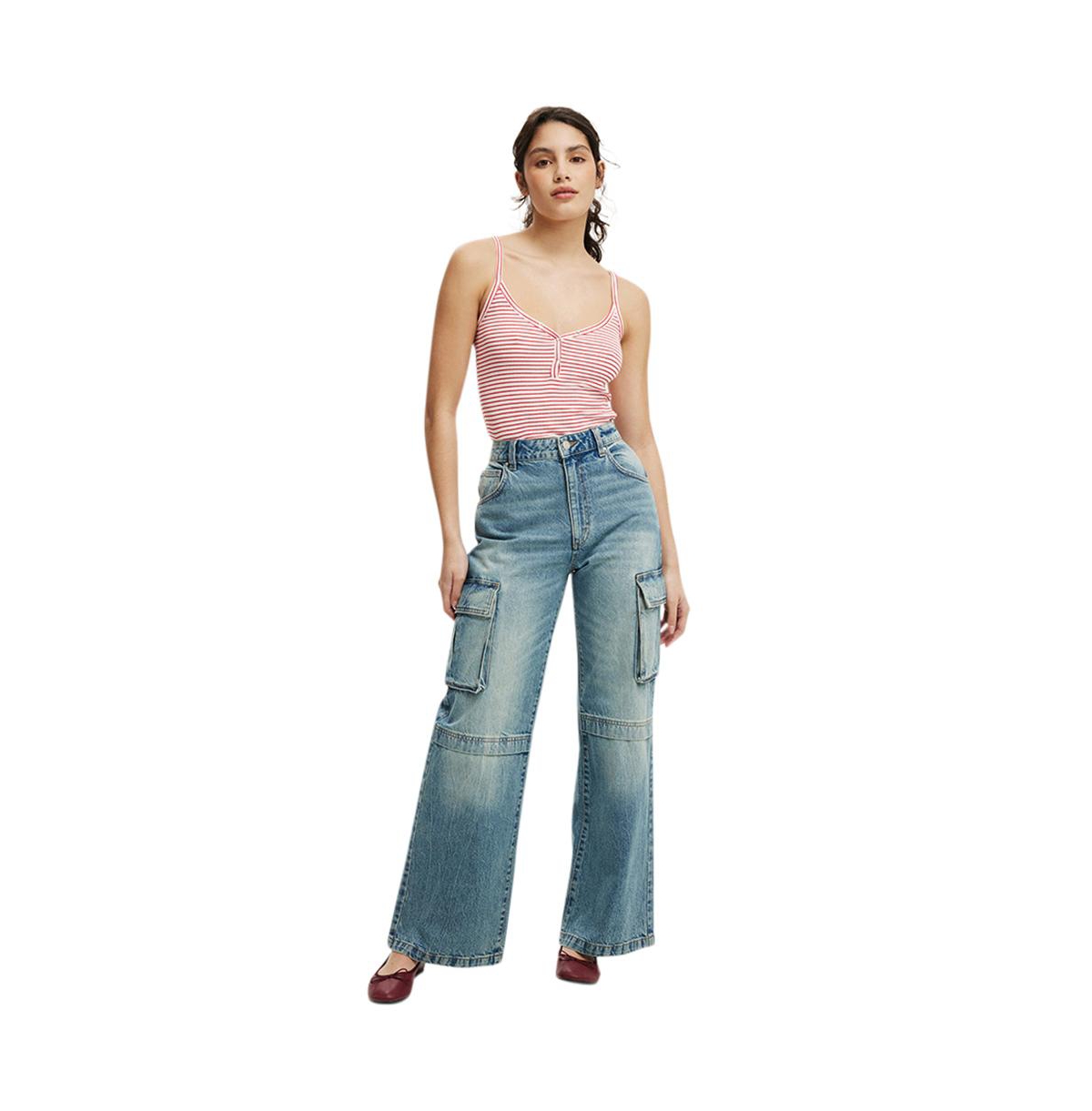 Cotton On Women's Curvy Cargo Wide Jean