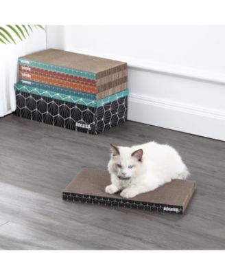 Naomi 17" Modern Cardboard Reversible Cat Scratcher Pad in Box with Catnip, Multi-Colored (5-Pack)