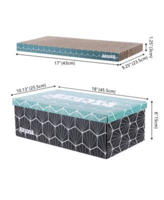 Naomi 17" Modern Cardboard Reversible Cat Scratcher Pad in Box with Catnip, Multi-Colored (5-Pack)