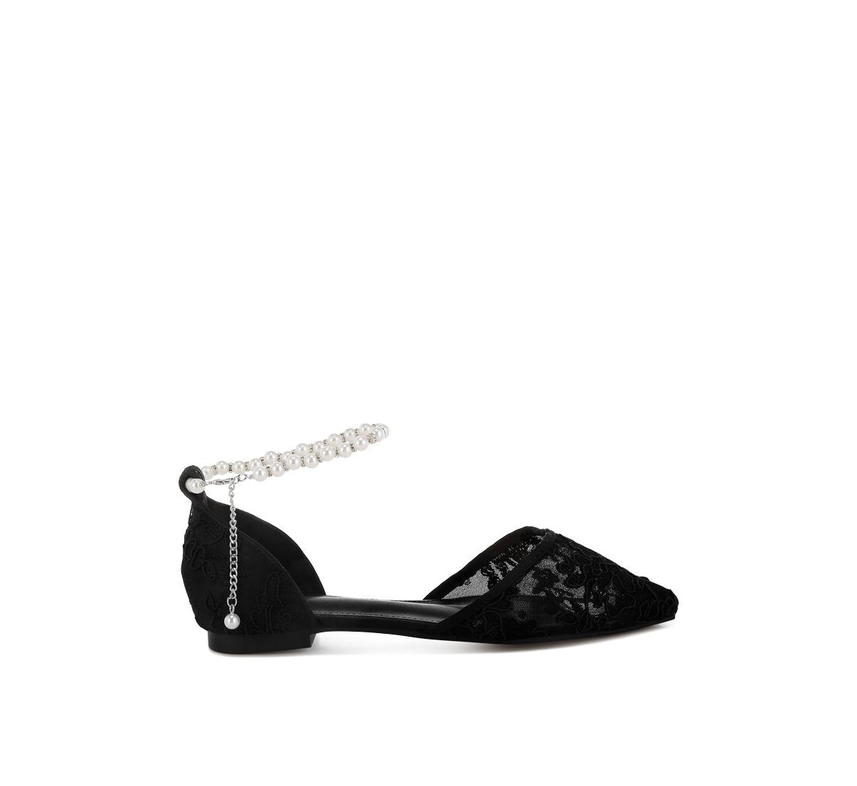 Shrami Pearl & Rhinestone Strap Flat Sandals - Blush