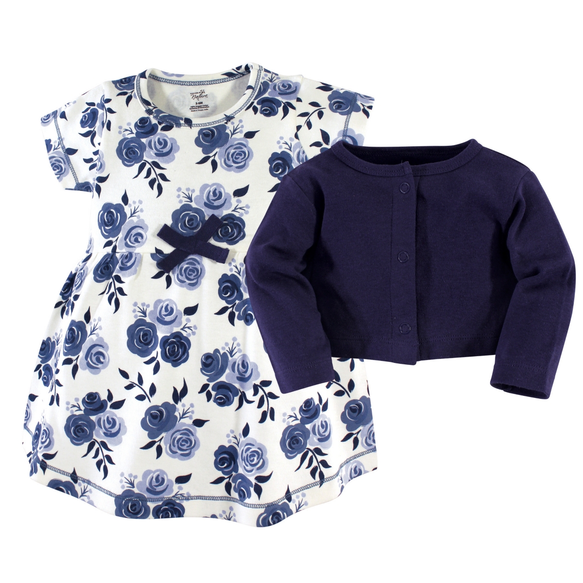 Touched by Nature Baby Girls Organic Cotton Dress and Cardigan 2pc Set