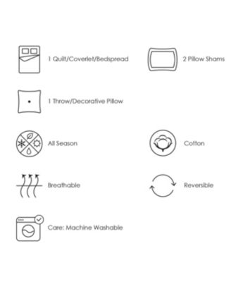 Vivian Purple 4-Piece All-Season Reversible Cotton Quilt Set - Full/Queen