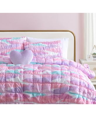 Staci Swirl Pink Soft Embellished Microfiber Comforter Set