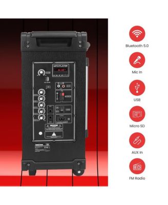 PWMA1099A – 10" Portable Bluetooth Speaker System with 600W Power, Rechargeable Battery, Wireless Mic, USB/Micro SD/FM, LED Display