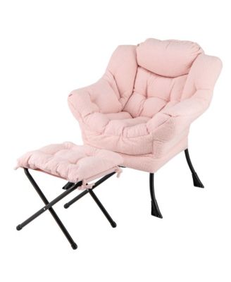 Lazy Sofa Chair Accent Leisure Armchair with Folding Footrest & Storage Pocket