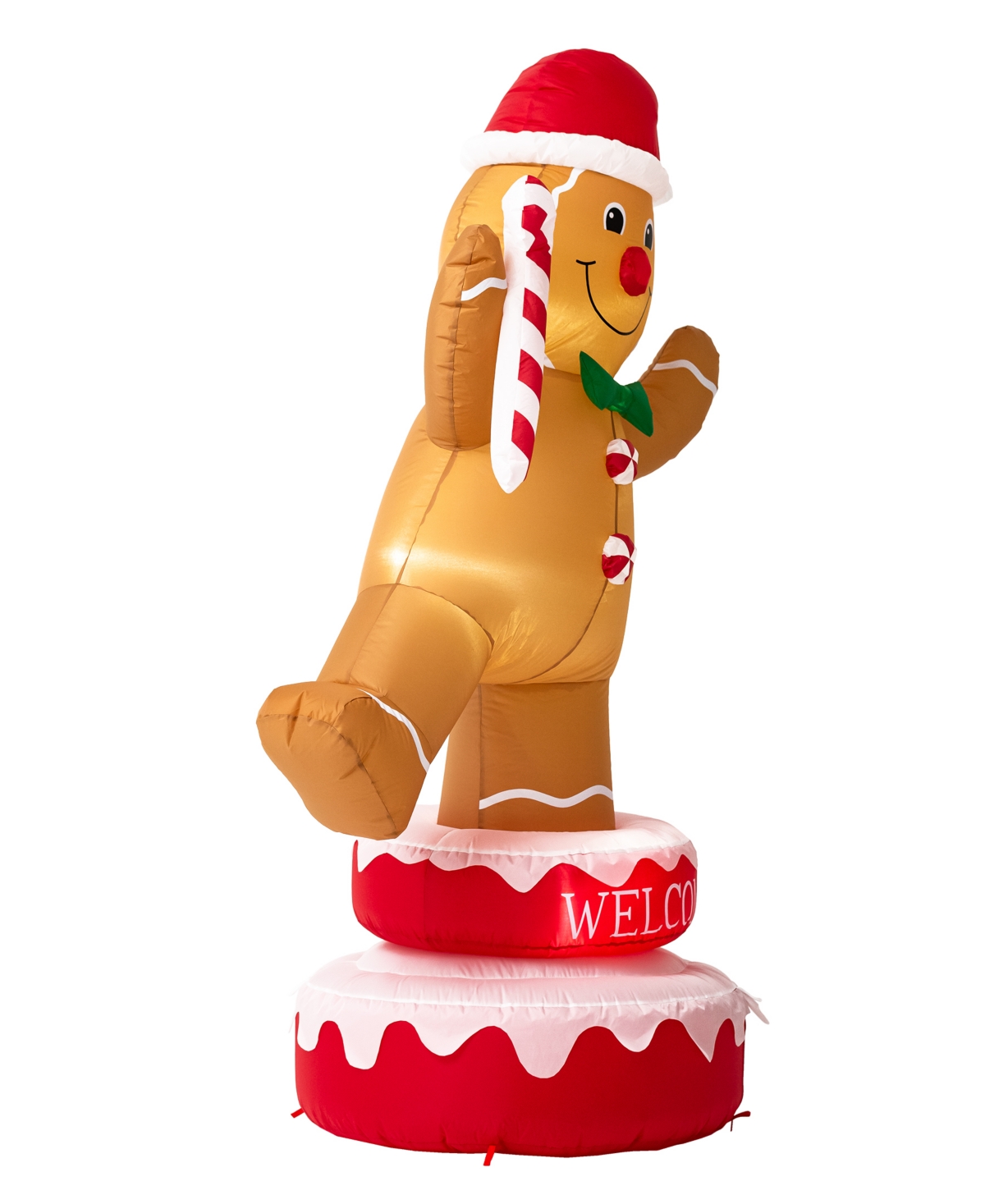 Glitzhome Lighted Inflatable Rotating Gingerbread Man Decor, 6 Feet