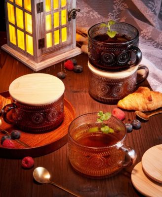 Colored Vintage Hobnail Coffee Mugs, Set of 4