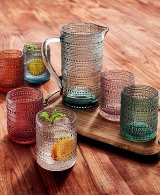 Hobnail Beaded Pitcher and Tumbler Glasses, Set of 7