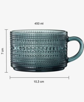 Vintage Glass Coffee Mugs With Handles, Spoons Lid, Set of 6